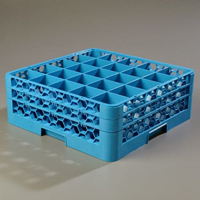 Carlisle FoodService Products RG25-214 OptiClean 25 Compartment Glass Rack with 2 Extenders, Blue