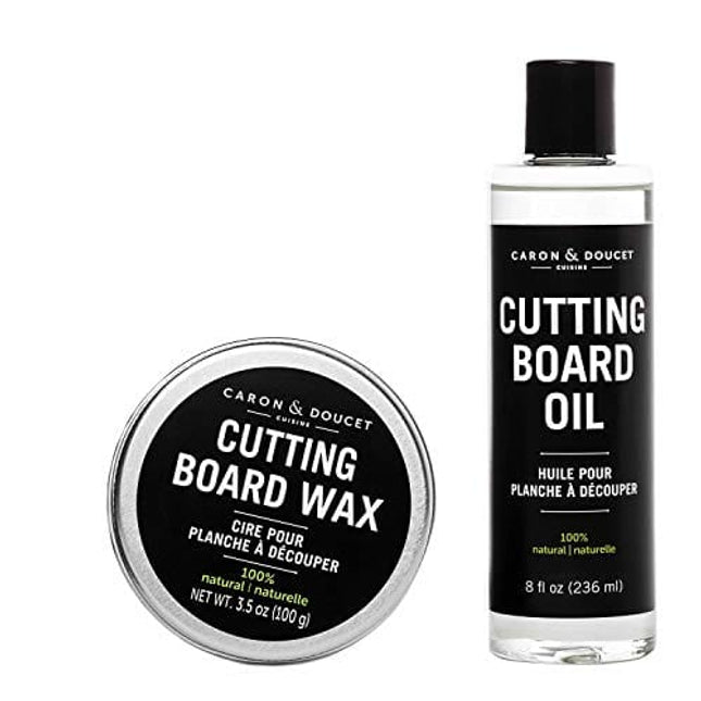 Caron & Doucet - Cutting Board & Butcher Block Conditioning Oil & Wood Finishing Wax Bundle | 100% Plant-Based & Vegan, Best for Wood & Bamboo Conditioning & Sealing | Does NOT Contain Mineral Oil!