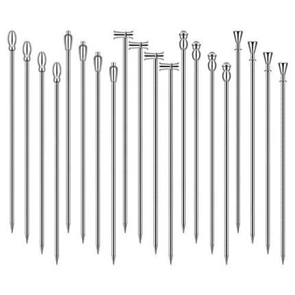 Cocktail Picks Stick, 20Pcs Cocktail Toothpicks, Stainless Steel Martini Olive Picks for Bar Barbecue Fruit, Bloody Mary Drink Sticks