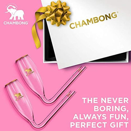 Chambong Champagne Glass - Unique Gifts for Bachelorette Party Favors, Engagement Gifts & White Elephant Gifts - Party Style Champagne Glasses - (Glass, 6 oz. 2-Pc Set)