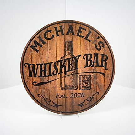 Personalized Whiskey Bar Sign 10" 14" 18" Round Wood Sign Bourbon Bar Accessories Bar Decor Gift B3-00140051001