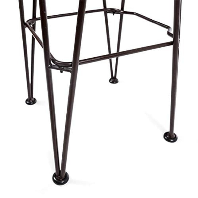 Christopher Knight Home Denali Outdoor Industrial Acacia Wood Bar Set with Finished Iron Frame, Teak Finish / Rustic Metal