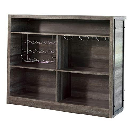 Coaster Furniture Rustic 5 Shelf Home Bar Cabinet Wine Storage Unit Aged Oak Dark Gunmetal 182071