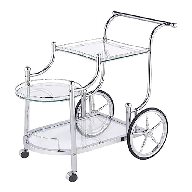 Coaster Home Furnishings Sarandon 3-Tier Serving Cart Chrome and Clear