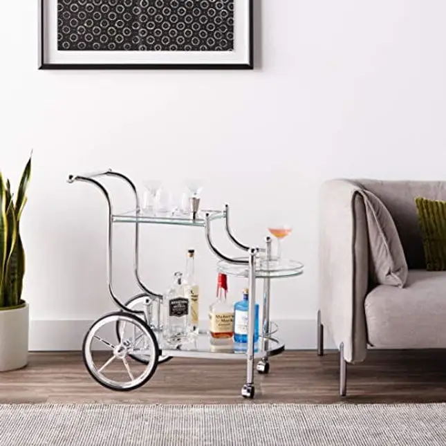 Coaster Home Furnishings Sarandon 3-Tier Serving Cart Chrome and Clear