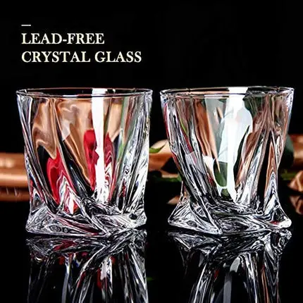Comsmart Whiskey Glass Set of 4 with Luxury Box, 10 oz Crystal Old Fashioned Lowball Rocks Glasses, Gift for Men Drinking Scotch Bourbon Cocktail Liquor Vodka Malt Cognac