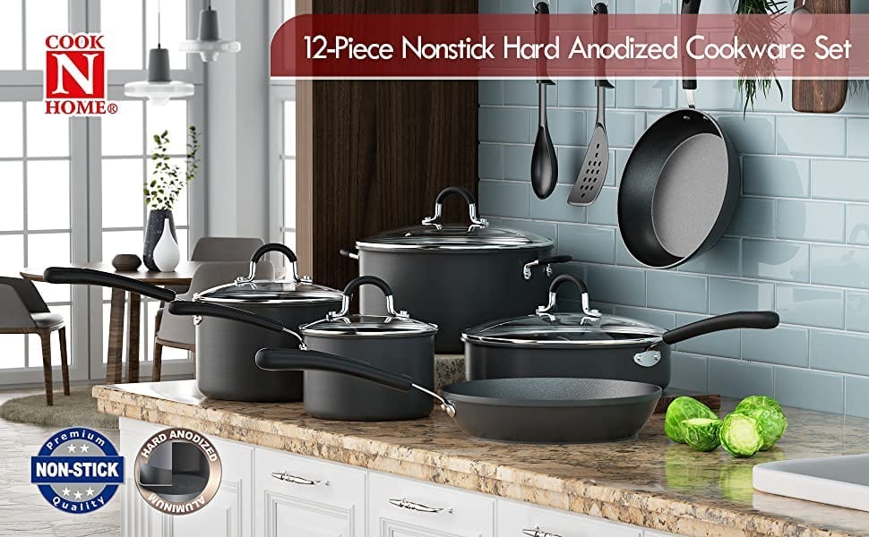 Home Pro Cookware Cook N Home Professional Anodize Cookware, 2.5 Quarts, Black – Advanced ...