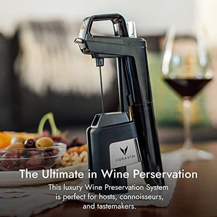 Coravin Timeless Six Plus Wine by the Glass System - Piano Black - Includes 3 Argon Gas Capsules, 1 Wine Aerator, 6 Screw Cap Replacements, and 1 Carrying Case