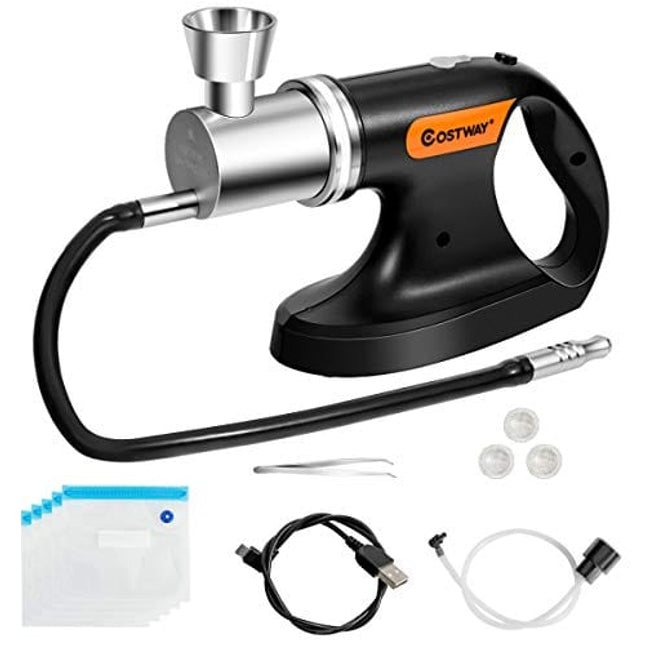 COSTWAY 2-in-1 Food Smoker Gun, Professional Handheld USB Cold Smoking Infuser and Vacuum Function, Portable Cocktail Smoke Gun with 3 Modes for Beverage, Cheese, Meat Smoker