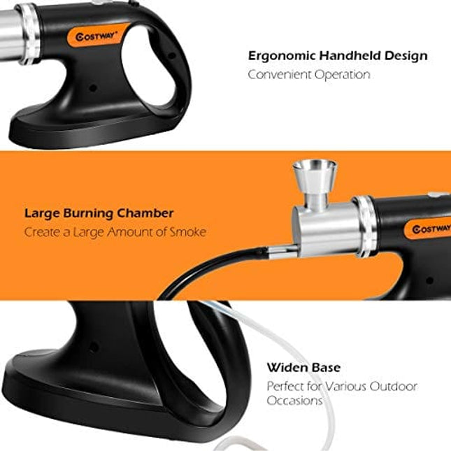 COSTWAY 2-in-1 Food Smoker Gun, Professional Handheld USB Cold Smoking Infuser and Vacuum Function, Portable Cocktail Smoke Gun with 3 Modes for Beverage, Cheese, Meat Smoker