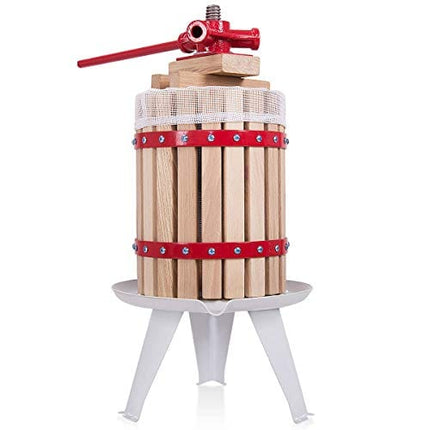 Costzon 1.6 Gallon Fruit and Wine Press, 6 Liter Solid Wood Basket Wine Making Press, Cider Apple Grape Crusher Juice Maker for Kitchen Home Outdoor