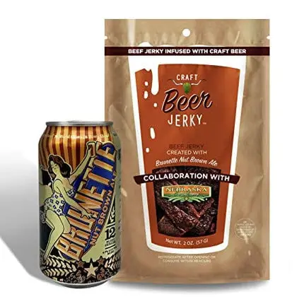 Craft Beef Jerky 3 Pack -Boulevard Tank 7 Infused Beef Jerky, Nebraska Brewing Brown Ale Infused Beef Jerky, Cinder Block Porter Infused Beef Jerky