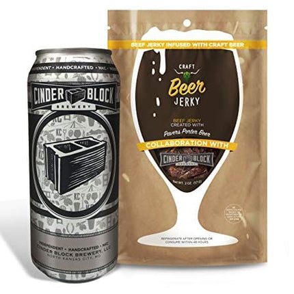Craft Beef Jerky 3 Pack -Boulevard Tank 7 Infused Beef Jerky, Nebraska Brewing Brown Ale Infused Beef Jerky, Cinder Block Porter Infused Beef Jerky
