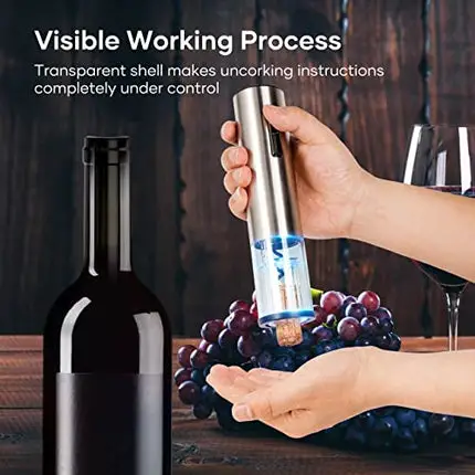 Crenova Rechargeable Electronic Wine Opener 6-in-1 Automatic Corkscrew Wine Bottle Opener set with Wine Saver Pump, Wine Aerator and Wine Foil Cutter & USB Charging Cable, Elegant Black