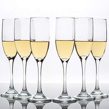 Set of 12, Champagne Glasses, 6 Ounce Champagne Flute, Lead-free Drinkware, Clear