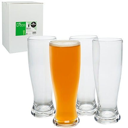 Unbreakable Pilsner Beer Glasses (Set of 4, 24 oz ea) - Reusable Shatterproof Tritan IPA & Craft Beer Glasses - Perfect Indoor Outdoor Drinking Cups for Parties - Great Father's Day & Wedding Gift