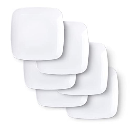 DELLING Appetizer Plates - 6.5 in Ceramic Small Plates for Dessert -Square Serving Plates - White Kitchen Dinnerware Dishes Set for Snacks, Appetizer, Side Dishes- Serving Platter Set of 6