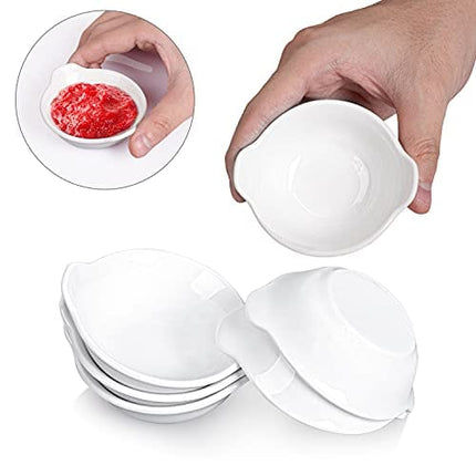 Dizada 2 oz Ceramic Dip Bowls Set, 6 Pack White Porcelain Mini Dipping Soy Sauce Dish Condiments Server Dishes- Perfect for Tomato Sauce, Soy, Vinegar, BBQ and Other Party Dinner