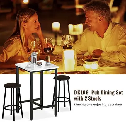 DKLGG 3-Piece Bar Table Set, 24" Square Counter Height Pub Table Dining Table Set with PU Leather Stools, Small Kitchen Table Bar Table and Chairs Set for Living Room, Kitchen, Small Space