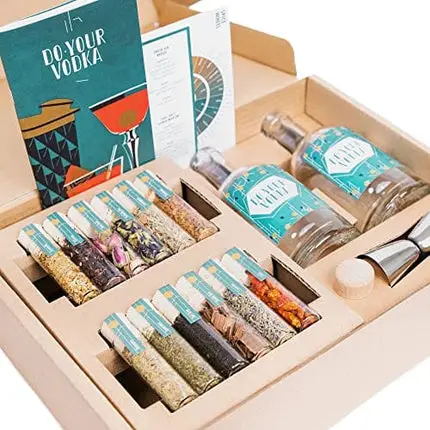 DO YOUR VODKA | DIY Vodka Infusion Kit | Vodka Making Kit for Adults | Cool Birthday Gifts for Men & Women | Cocktail Mixers | Bartender Gift Basket | 12 Natural Spices | 2 Glass Bottles & Recipe