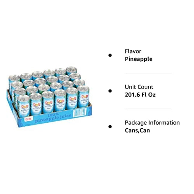 Dole« 100% Pineapple Juice - 8.4 Fl Oz (Pack of 24)