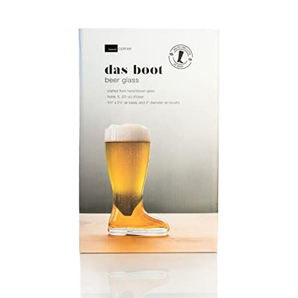 Domestic Corner - Das Boot - Quality Glass Beer Boot Mug for Oktoberfest Celebrations, St. Patrick's Day, Bachelor or Bachelorette Festivities, Holds Over 2 Beers - 1 Liter