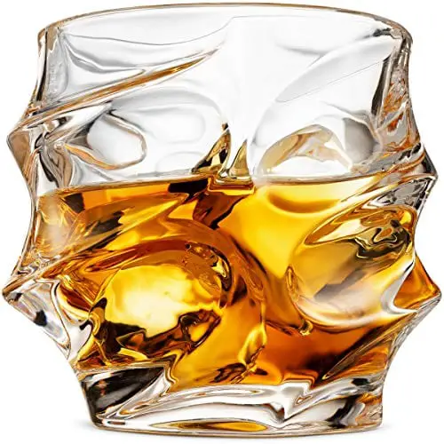 James Bentley vRide Scotch Glasses,Diamond Whiskey Glass,Bourbon Glasses Set+Free Ice Cube Trays Silicone Heavy Unique Rocks Glass Luxury Hand Made