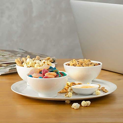 DOWAN 4.5" Ceramic Soup Bowls & Cereal Bowls - 10 Ounce Small Bowls Set of 4 for Kitchen - White Bowls for Cereal, Soup, Oatmeal, Ice Cream, Dessert, Rice - Chip Resistant, Dishwasher & Microwave Safe