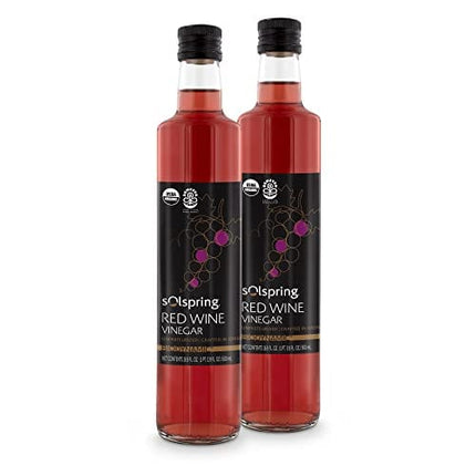 Dr. Mercola Solspring Biodynamic Organic Red Wine Vinegar, 2 Bottles (16.90 Fl. Oz.), non GMO, Gluten Free, Soy Free, Demeter Certified