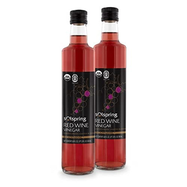 Dr. Mercola Solspring Biodynamic Organic Red Wine Vinegar, 2 Bottles (16.90 Fl. Oz.), non GMO, Gluten Free, Soy Free, Demeter Certified