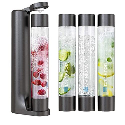 Fizzpod Sparkling Water Maker Soda Maker Infused Fruits Soda Streaming Machine for Carbonating with 1L Carbonating Bottle, Seltzer Fizzy Water Maker, Includes 3 x 1l Carbonating Bottle Compatible with 60L CO2 Carbonator
