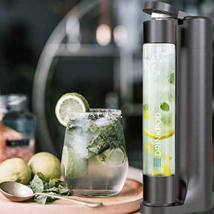Fizzpod Sparkling Water Maker Soda Maker Infused Fruits Soda Streaming Machine for Carbonating with 1L Carbonating Bottle, Seltzer Fizzy Water Maker, Includes 3 x 1l Carbonating Bottle Compatible with 60L CO2 Carbonator