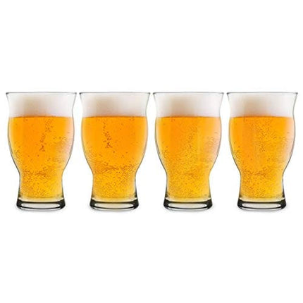 USA Made Nucleated Tulip Pint Glasses for Better Head Retention, Aroma and Flavor- 16 oz Ultimate Pint Glass for Beer Drinking- IPA Beer Glasses For Men- Cool Beer Glass Stackable Design- 4 Pack