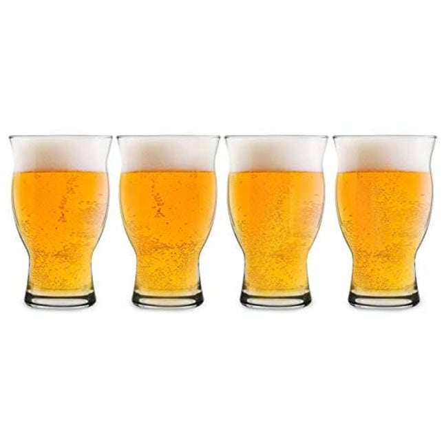 USA Made Nucleated Tulip Pint Glasses for Better Head Retention, Aroma and Flavor- 16 oz Ultimate Pint Glass for Beer Drinking- IPA Beer Glasses For Men- Cool Beer Glass Stackable Design- 4 Pack