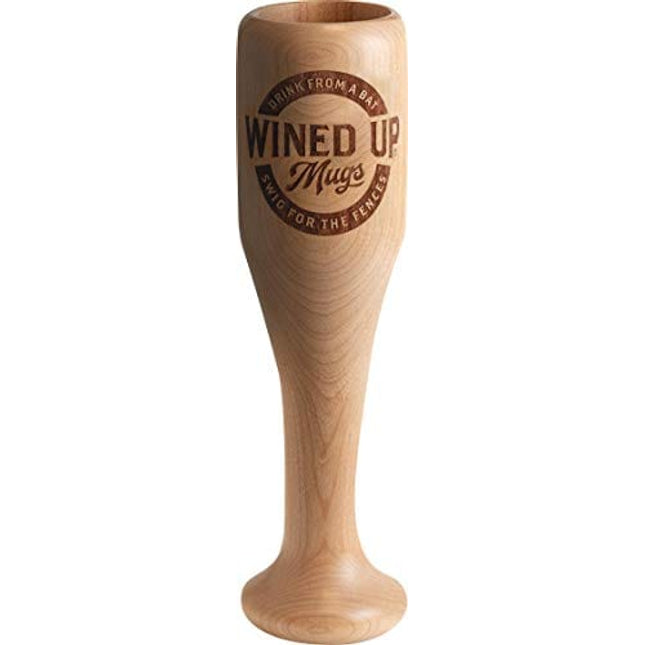 DUGOUT MUGS: Wined Up - Mini Baseball Bat Wine Glass - 6 oz. (3x3x10 inches) - Double Sealed, Solid Wood - For Hot and Cold Drinks - Proudly Made in the USA