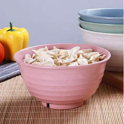DUOLUV Unbreakable Cereal Bowls - Wheat Straw Fiber Lightweight Bowl Sets 4 - Dishwasher & Microwave Safe - for,Rice,Soup Bowls (30 OZ)