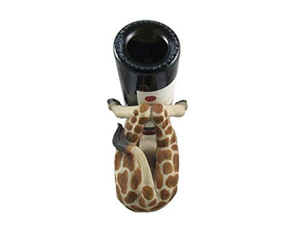 DWK "Tall Drink Giraffe Decorative Table Top Wine Bottle Holder | Home Bar Decor | Wine Accessories for a Wine Bar | Kitchen Organization | Great Gifts for Her - 13.5"