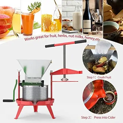 2.38 Gallon Heavy-duty Cross-beam Stainless Steel Fruit and Wine Press