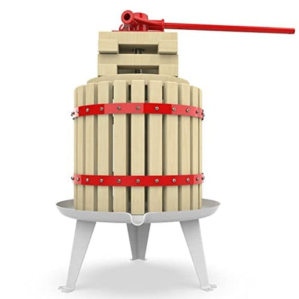3.2 Gallon Fruit Wine Press - 100% Nature Apple&Grape&Berries Crusher Manual Juice Maker for Kitchen, Solid Wood Basket with 6 Blocks Heavy Duty Cider Wine Making Press