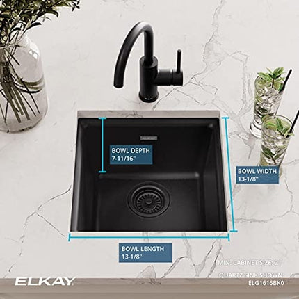 Elkay Quartz Classic ELG1616BK0 Black Single Bowl Dual Mount Bar Sink