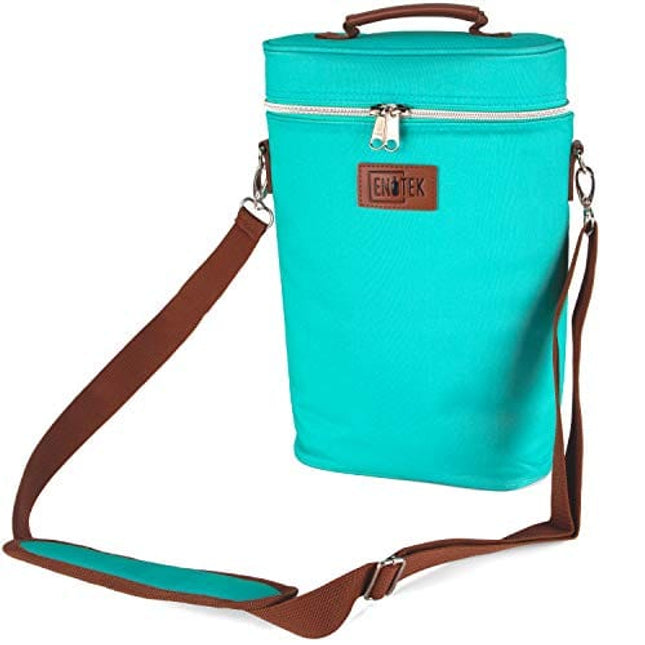 Enotek Wine Bag | Wine Carrier 2 Bottle | Insulated Wine Tote Bag | Wine Travel Bag | Wine Cooler Bag | Wine Totes and Carriers | Wine Bags for Travel | Leak Proof Wine Purse | Two Bottles - Turquoise