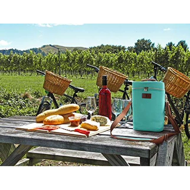 Enotek Wine Bag | Wine Carrier 2 Bottle | Insulated Wine Tote Bag | Wine Travel Bag | Wine Cooler Bag | Wine Totes and Carriers | Wine Bags for Travel | Leak Proof Wine Purse | Two Bottles - Turquoise