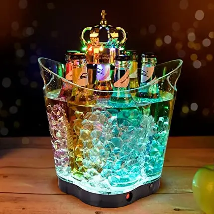 LED Ice Bucket - Portable Colorful Gradient Ice Bucket 6 Liter,Great for Home Bar, Chilling Beer, Champagne and Wine (Four Leaved Clover-1pcs)