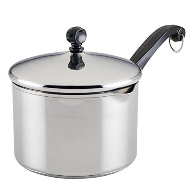 Farberware Classic Stainless Steel 3-Quart Covered Straining Saucepan - - Silver
