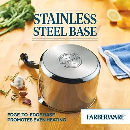 Farberware Classic Stainless Steel 3-Quart Covered Straining Saucepan - - Silver