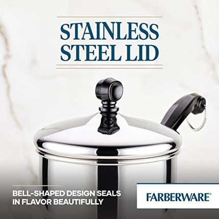 Farberware Classic Stainless Steel Sauce Pan/Saucepan with Lid, 1 Quart, Silver,50000,11.2"D x 6.3"W x 4.4"H