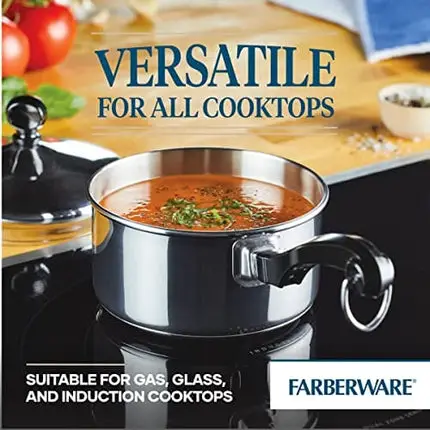 Farberware Classic Stainless Steel Sauce Pan/Saucepan with Lid, 1 Quart, Silver,50000,11.2"D x 6.3"W x 4.4"H