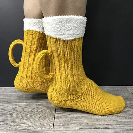 Fat Uncle Beer Mug Socks | Funny Knitted Beer Socks with Handcrafted Handle | Novelty Gift