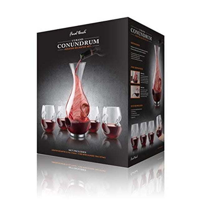 Final Touch 5 Piece Red Wine L'Grand Conundrum Decanter & Glass Set (WDA659)