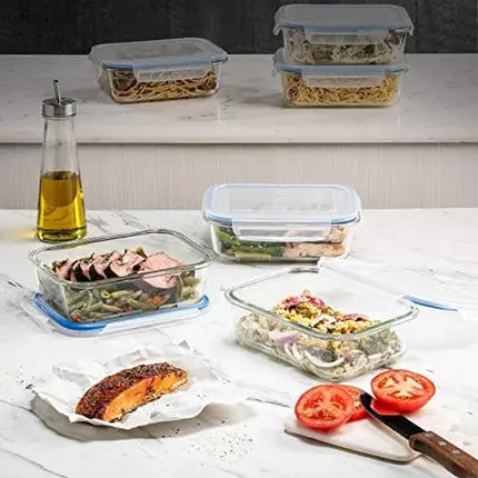 FineDine Glass Meal Prep Containers with Lids - Set of 3 Square 28 Oz Containers - Airtight, Leakproof, Microwave & Dishwasher Safe - Perfect for Snacks, Dips, and Meal Prep (Pink)